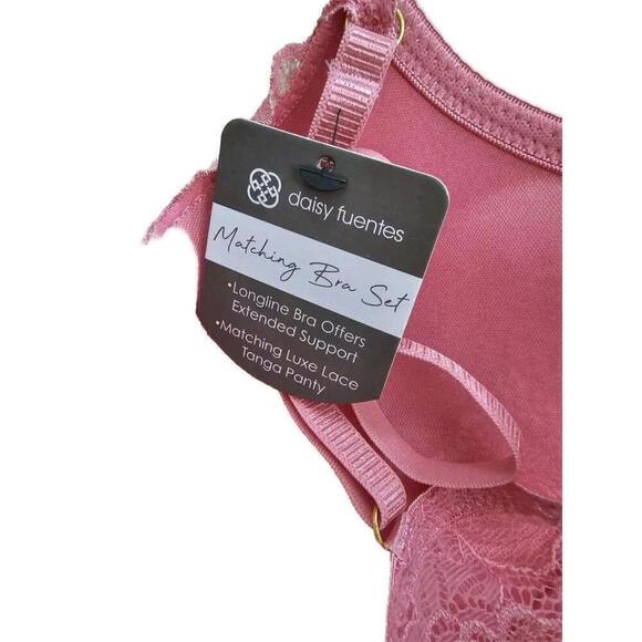 Pink Daisy Fuentes Lace 36B Push Up Longline Bra Set LARGE Thong Lingerie NWT - Picture 9 of 9